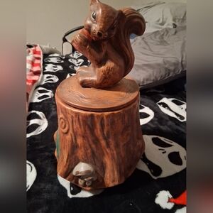 Wooden Squirrel Cookie Jar